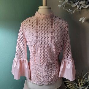 Womens Pink Lace Top